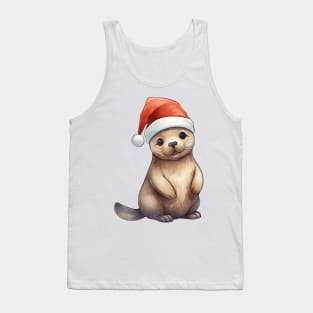 California Sea Lion in Santa Hat Tank Top